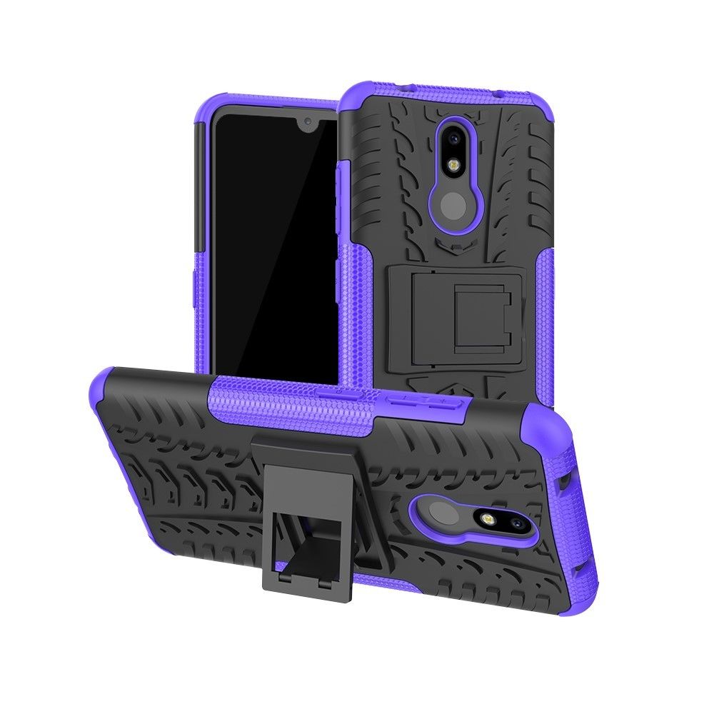 marque generique - Coque en TPU hybride antidérapant avec béquille violet pour votre Nokia 3.2 - Coque, étui smartphone