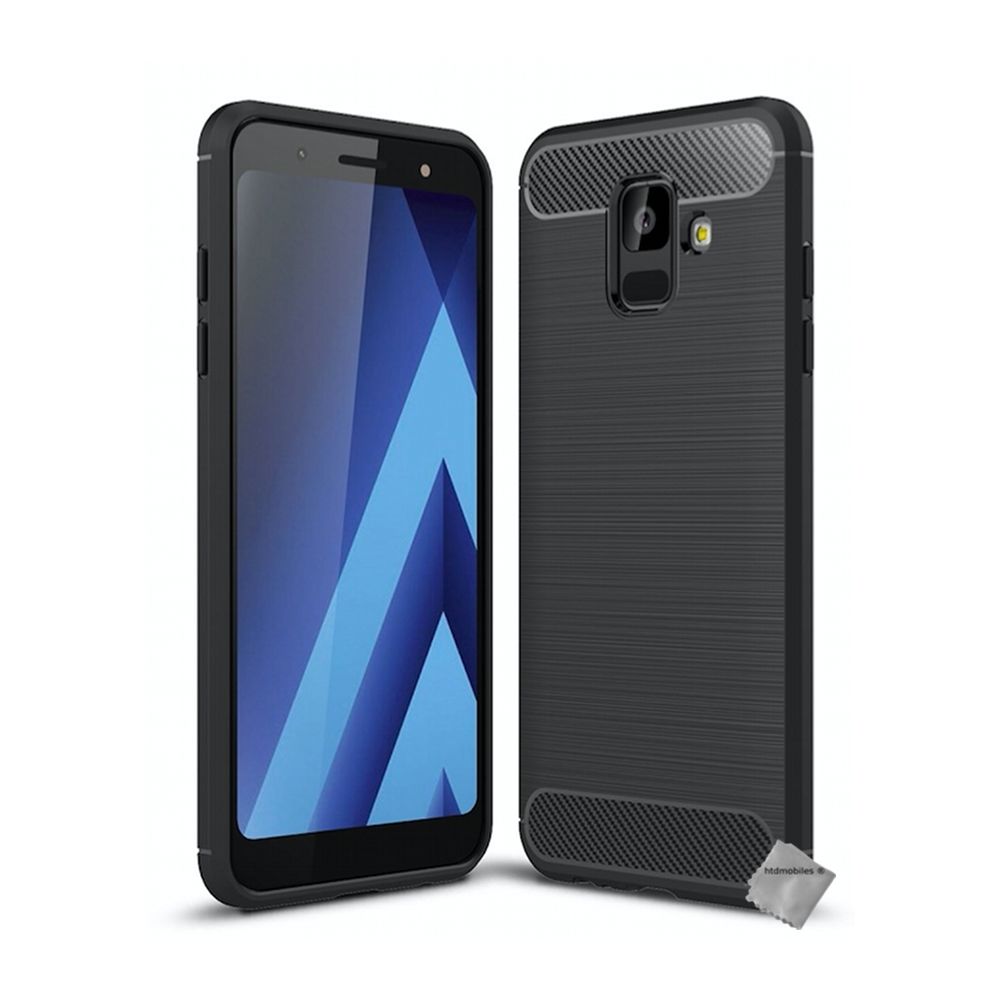 Htdmobiles - Housse etui coque silicone gel carbone pour Samsung Galaxy A6 (2018) + verre trempe - NOIR - Autres accessoires smartphone