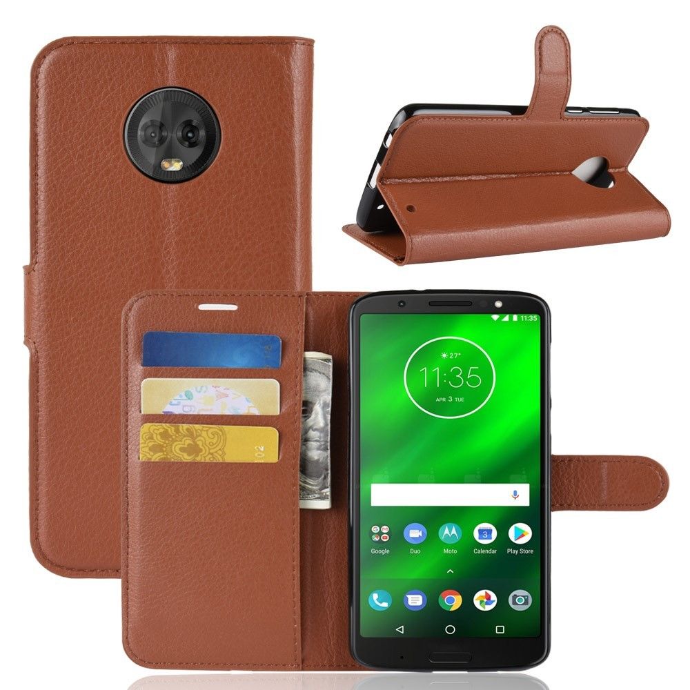 marque generique - Etui en PU litchi marron pour votre Motorola Moto G6 Plus - Autres accessoires smartphone