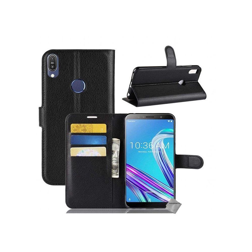Htdmobiles - Housse etui coque pochette portefeuille pour Asus Zenfone Max Pro M1 ZB601KL + verre trempe - NOIR - Autres accessoires smartphone