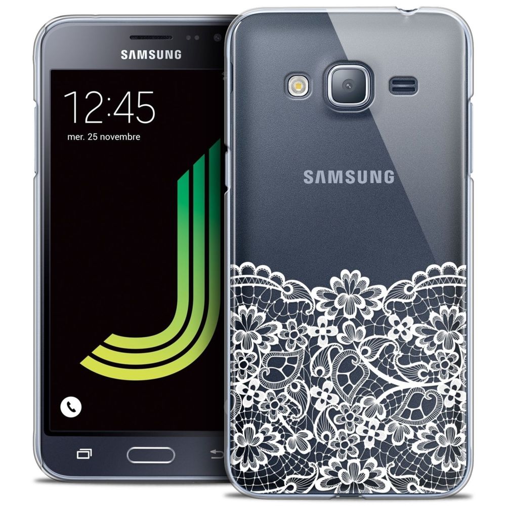 Caseink - Coque Housse Etui Samsung Galaxy J3 2016 (J320) [Crystal HD Collection Spring Design Bas dentelle - Rigide - Ultra Fin - Imprimé en France] - Coque, étui smartphone
