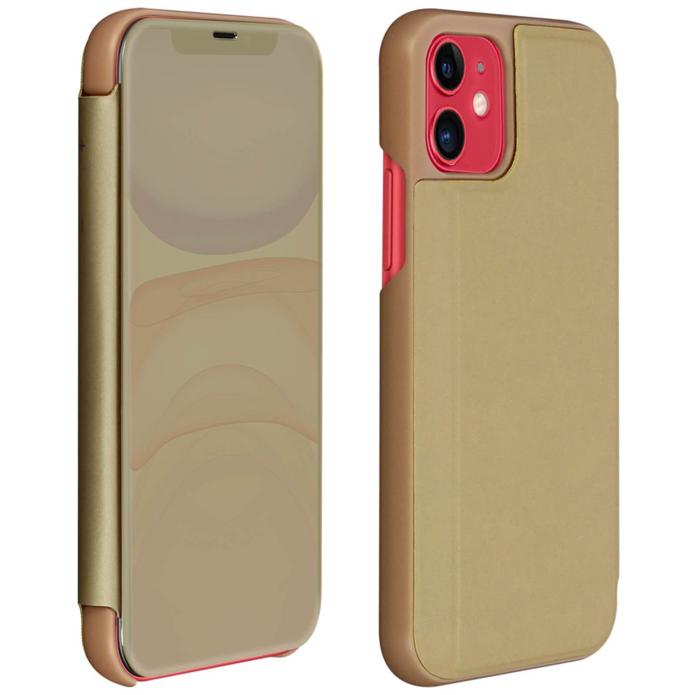 Avizar - Étui iPhone 11 Rigide Clapet translucide Miroir Support Vidéo Or - Coque, étui smartphone