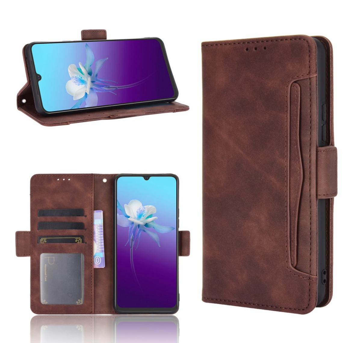 Other - Etui en PU avec support et plusieurs porte-cartes marron pour votre Vivo V20 - Coque, étui smartphone