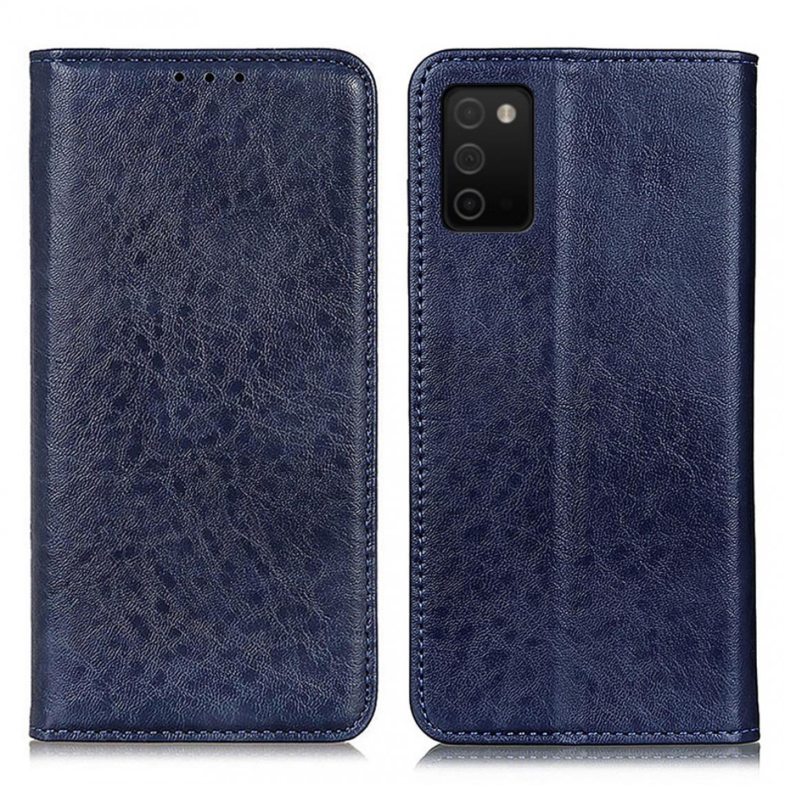 Other - Etui en PU Peau de cheval fou auto-absorbée avec support bleu pour votre Samsung Galaxy A03s - Coque, étui smartphone