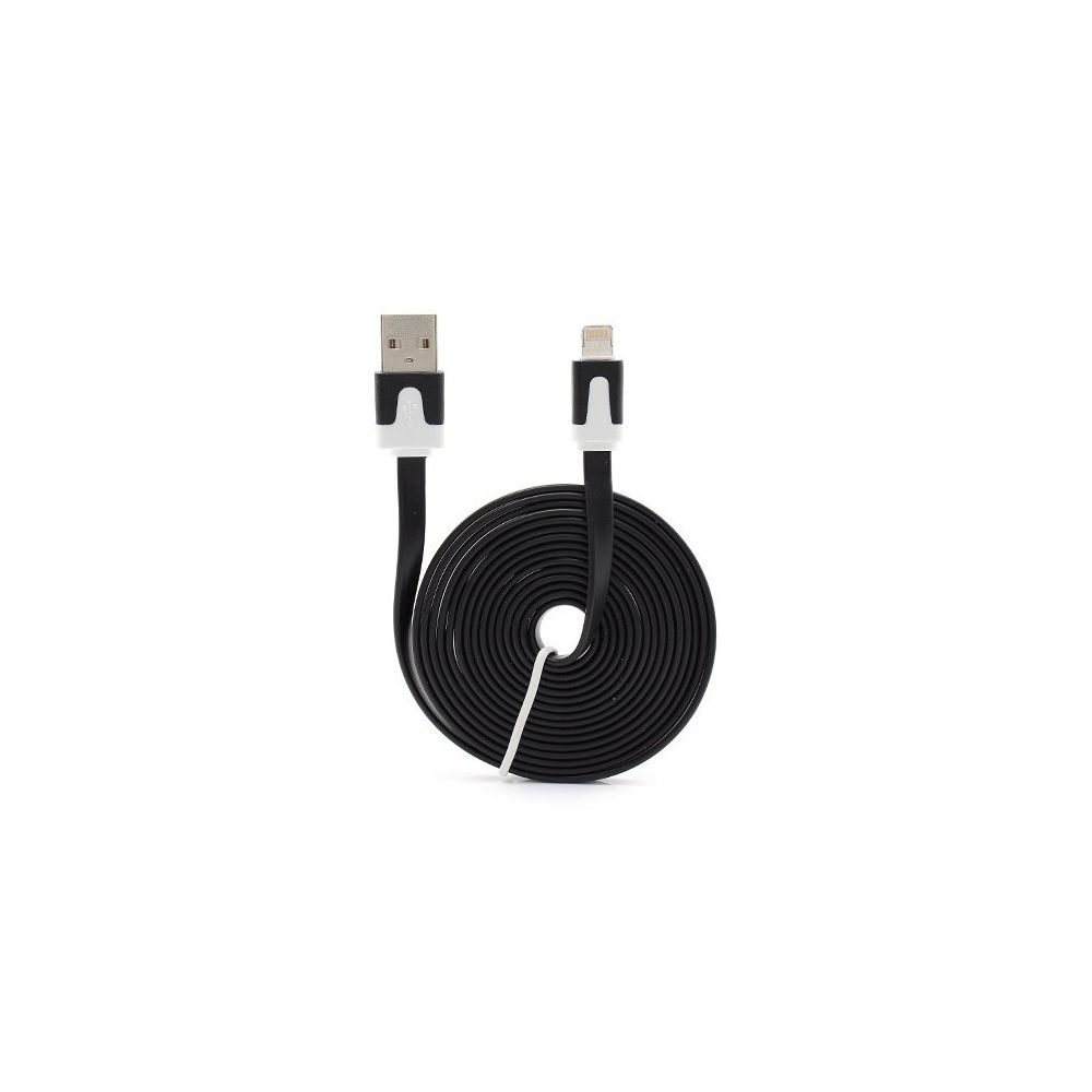 Shot - Cable Noodle 3m Lightning pour IPHONE SE APPLE 3 Metres Chargeur USB Smartphone Connecteur (NOIR) - Chargeur secteur téléphone