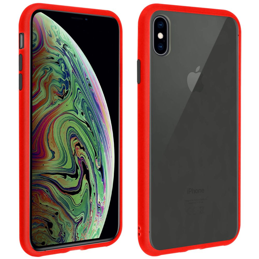 Avizar - Coque iPhone XS Max Dos Translucide Contour Coloré Mate Rigide Antichoc rouge - Coque, étui smartphone