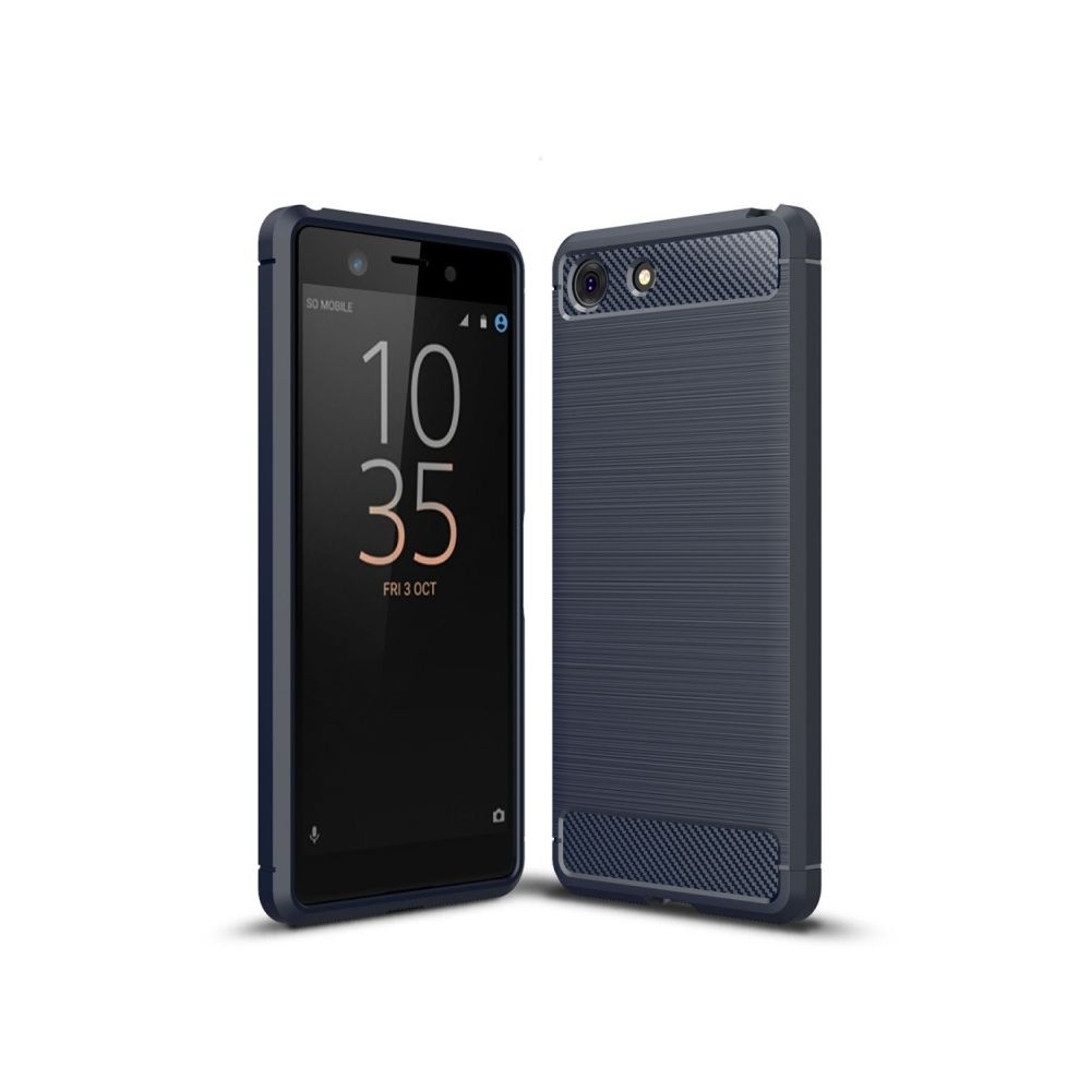 Wewoo - Coque en TPU antichoc fibre de carbone texture brossée pour Sony Xperia XZ4 Compact (Bleu marine) - Coque, étui smartphone