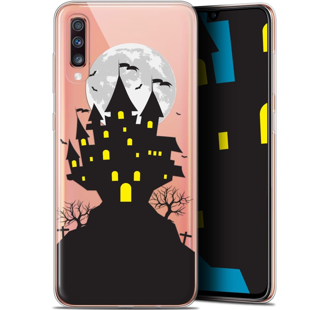 Caseink - Coque Pour Samsung Galaxy A70 (6.7 ) [Gel HD Collection Halloween Design Castle Scream - Souple - Ultra Fin - Imprimé en France] - Coque, étui smartphone