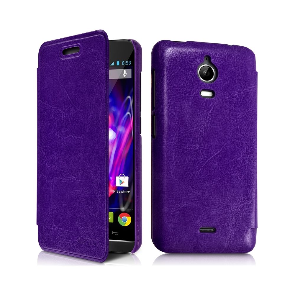 Karylax - Housse Coque Etui à rabat latéral Couleur Violet pour Wiko Wax + Film de protection - Autres accessoires smartphone