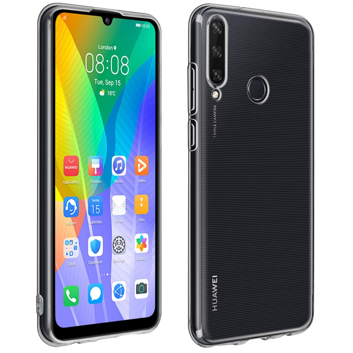 Avizar - Coque Huawei Y6p Silicone Souple et Film Verre Trempé 9H noir - Coque, étui smartphone