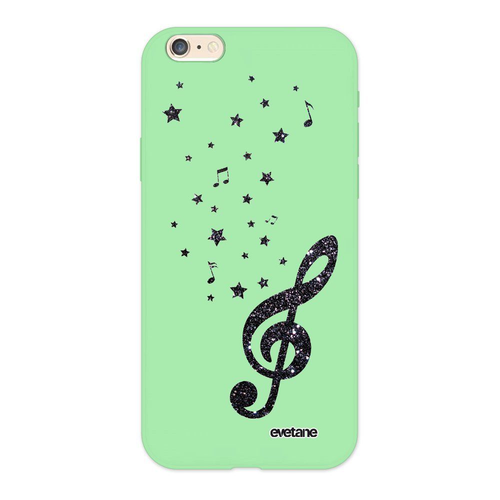 Evetane - Coque iPhone 6/6S Silicone Liquide Douce vert pâle Note de Musique Ecriture Tendance et Design Evetane - Coque, étui smartphone