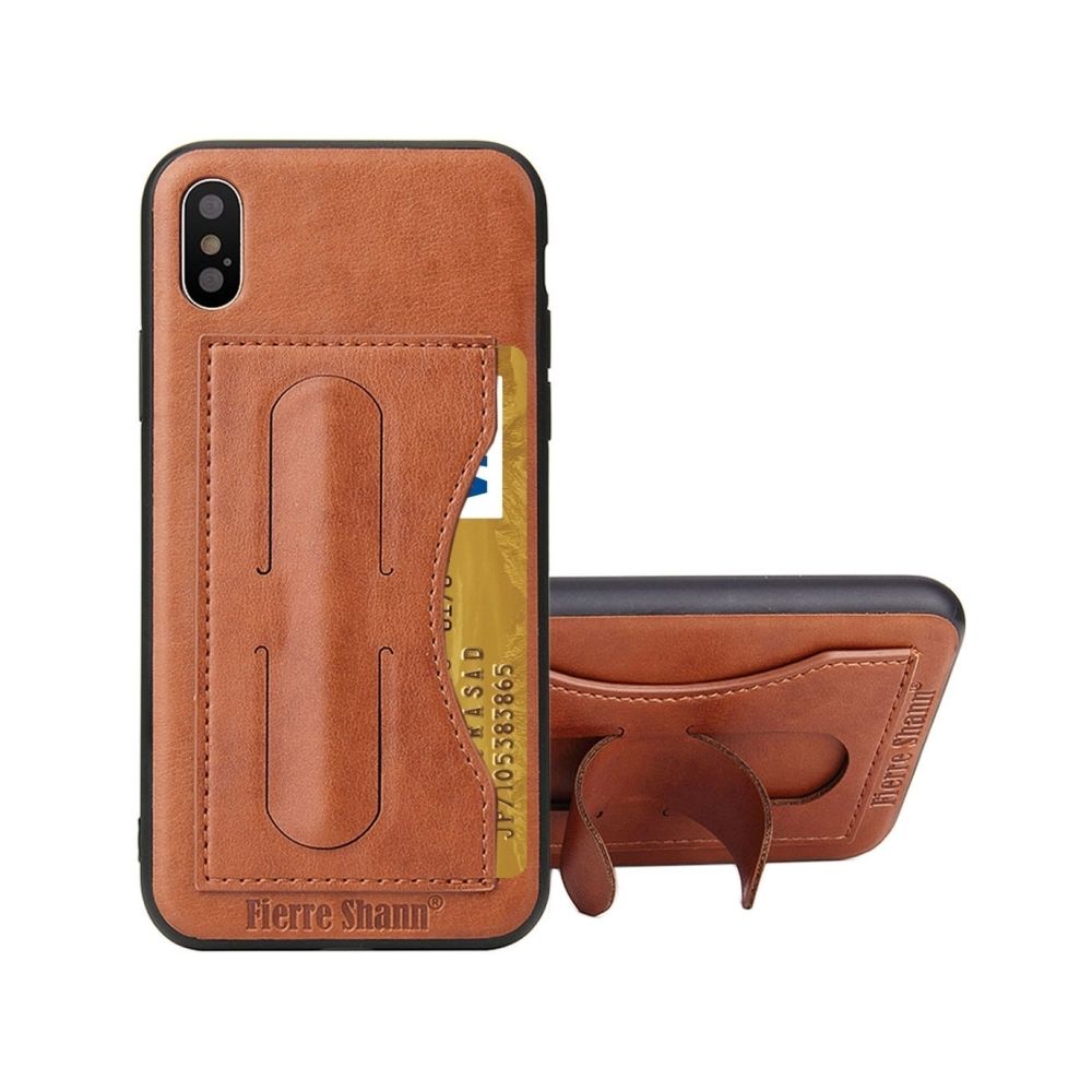 Wewoo - Coque brun pour iPhone X pleine couverture Housse en cuir avec support et fente Fierre Shann carte - Coque, étui smartphone