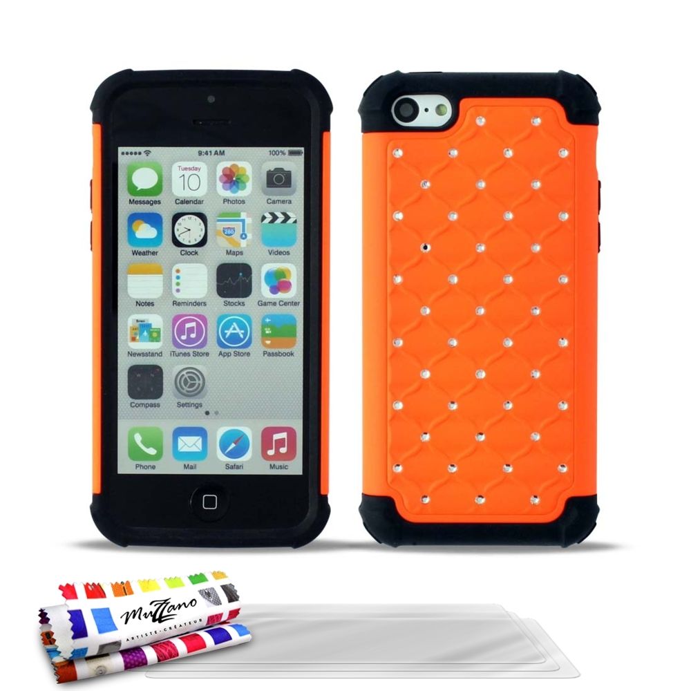 Muzzano - Coque rigide Orange + 3 Films ""Le Glams"" APPLE IPHONE 5C - Autres accessoires smartphone