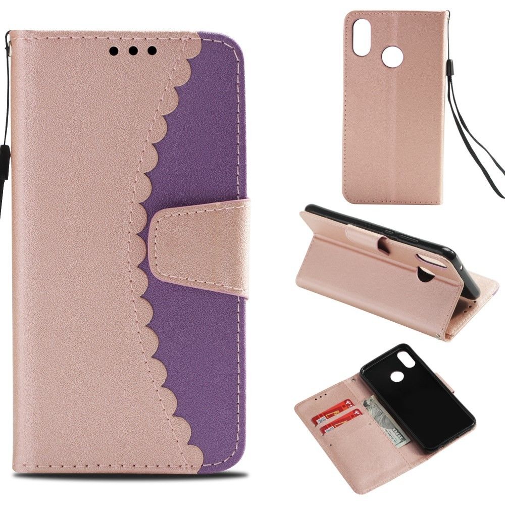 marque generique - Etui en PU épissage bi-couleur or rose/violet pour votre Huawei P20 Lite/Nova 3e - Autres accessoires smartphone