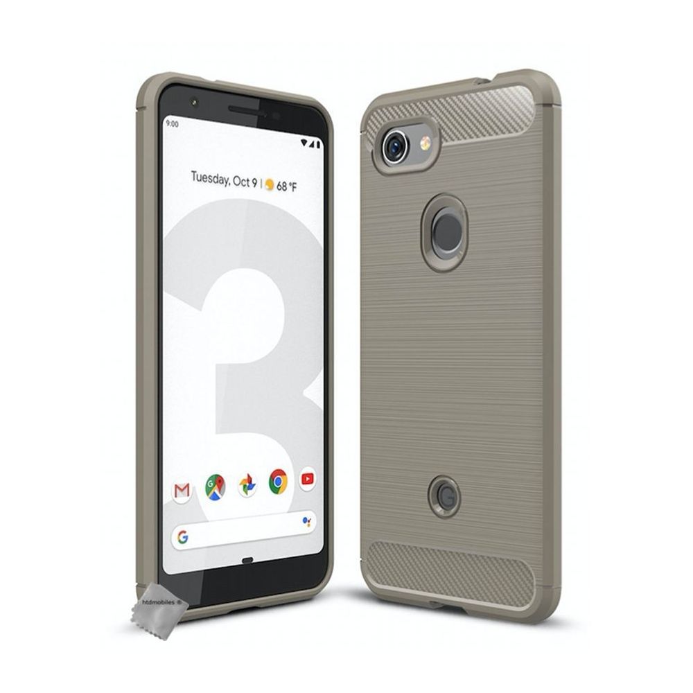 Htdmobiles - Housse etui coque silicone gel carbone pour Google Pixel 3a + verre trempe - GRIS - Autres accessoires smartphone