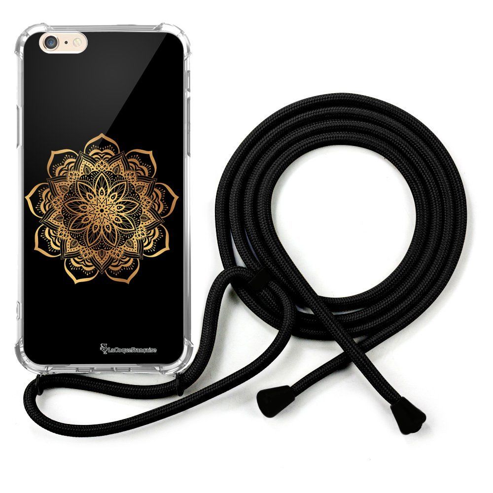 La Coque Francaise - Coque cordon iPhone 6/6S cordon noir Dessin Mandala Or La Coque Francaise. - Coque, étui smartphone