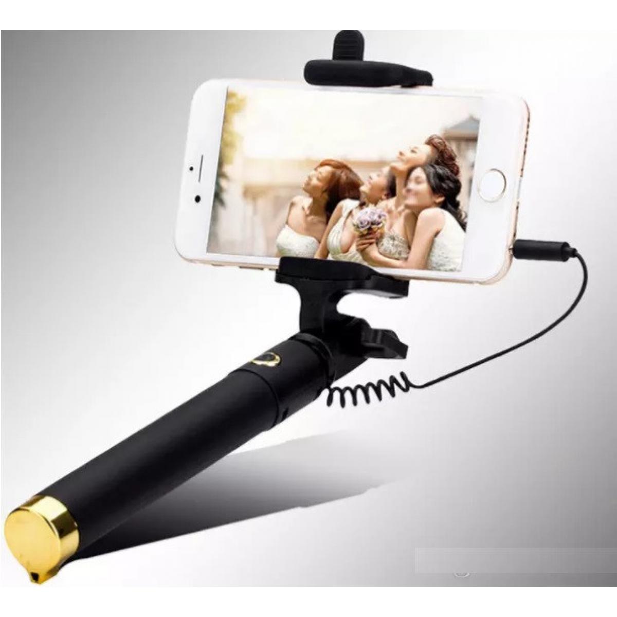 Shot - Perche Selfie Metal pour WIKO View 4 Lite Smartphone avec Cable Jack Selfie Stick Android IOS Reglable Bouton Photo (OR) - Autres accessoires smartphone