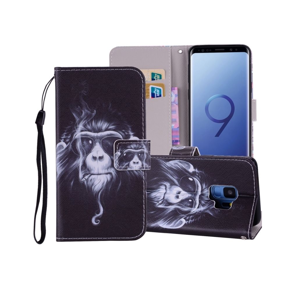 Wewoo - Housse en cuir à motif horizontal pour dessin de couleurs Chimpanzee Pattern Galaxy S9, avec fentes porte-cartes & porte-monnaie & - Coque, étui smartphone