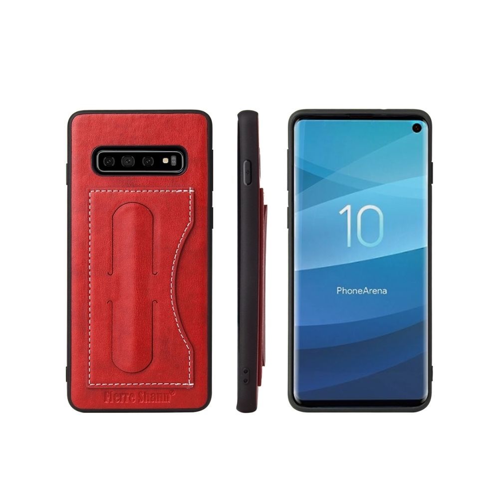 Wewoo - Housse Coque Fierre Shann - Étui de protection en cuir à couverture totale pour Galaxy S10 Lite, avec support et fente pour carte (rouge) - Coque, étui smartphone