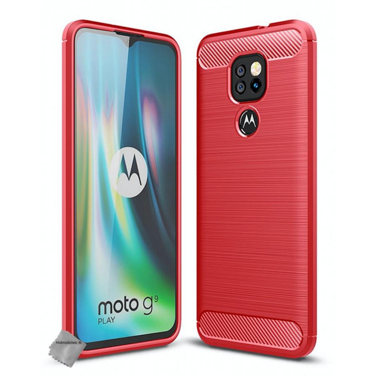 Htdmobiles - Housse etui coque silicone gel carbone pour Motorola Moto E7 Plus + film ecran - ROUGE - Autres accessoires smartphone
