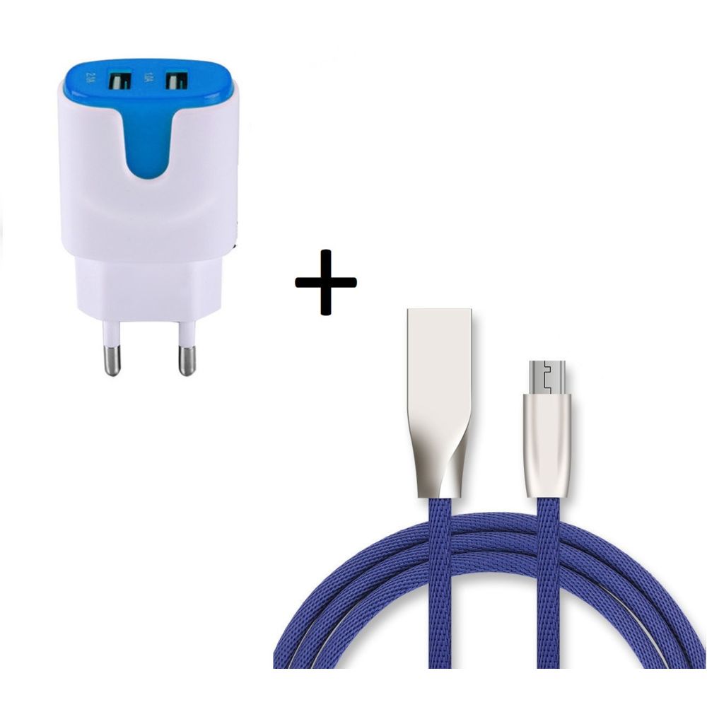 Shot - Pack Chargeur Micro-USB pour WIKO View (Cable Fast Charge + Double Prise Secteur Couleur USB) Android - Chargeur secteur téléphone
