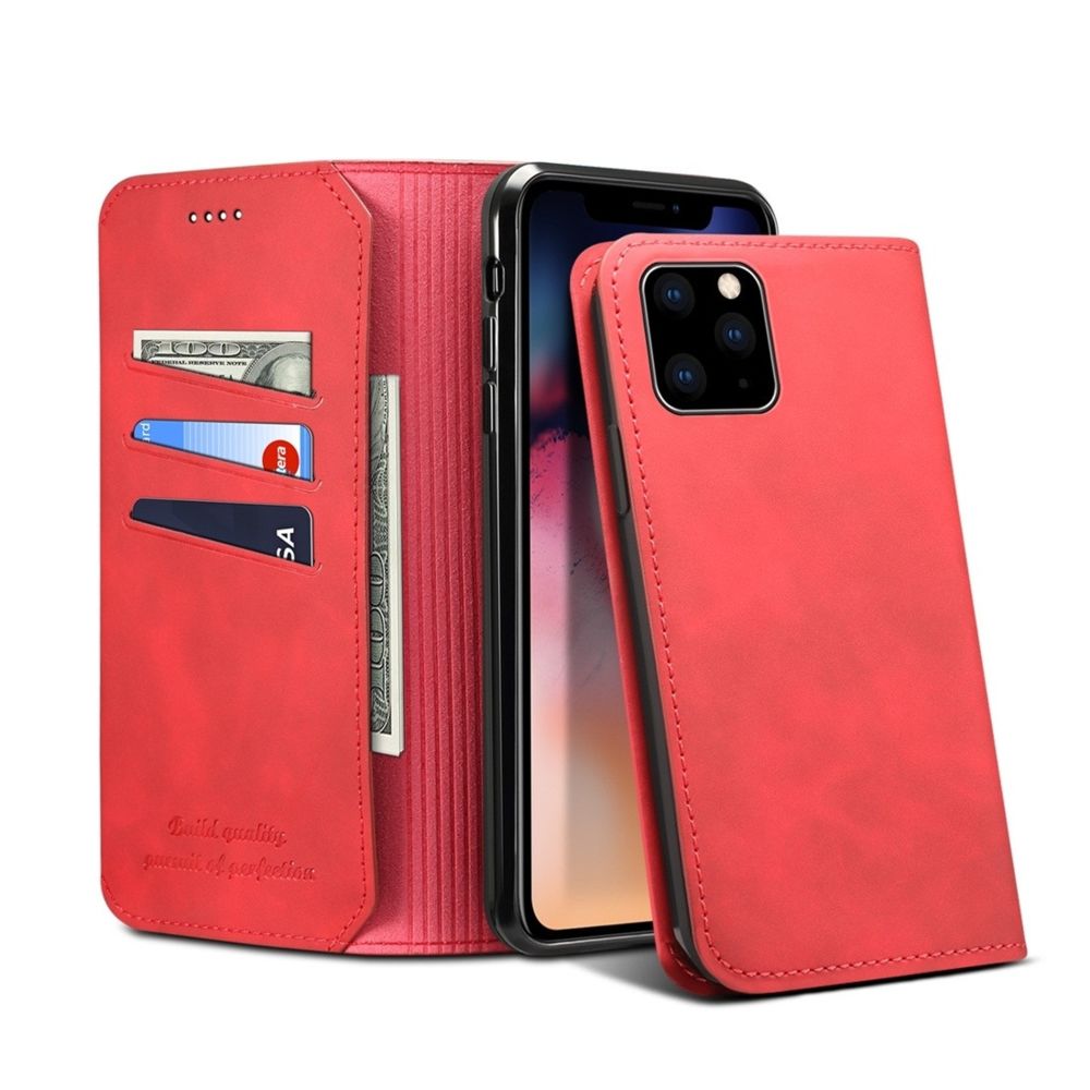 Wewoo - Coque Étui en cuir à rabat PU + TPU avec support emplacements pour cartes et portefeuille iPhone 11 Pro rouge - Coque, étui smartphone