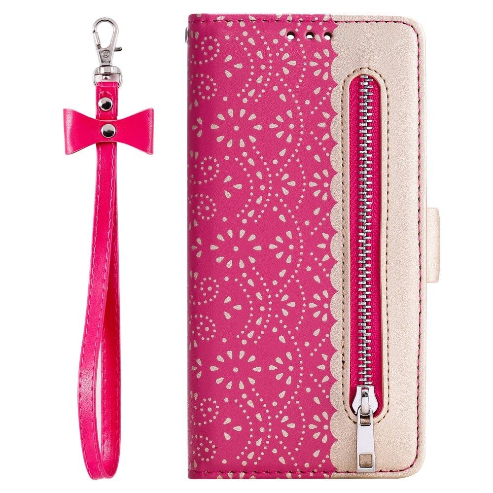 marque generique - Etui en PU poche zippée à fleurs en dentelle rose pour votre Huawei P30 - Coque, étui smartphone