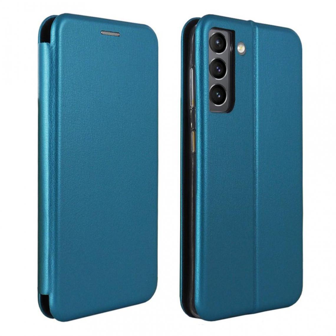 Inexstart - Etui Luxe Rabattable Bleu Simili Cuir Avec Support pour Samsung Galaxy S21 - Coque, étui smartphone