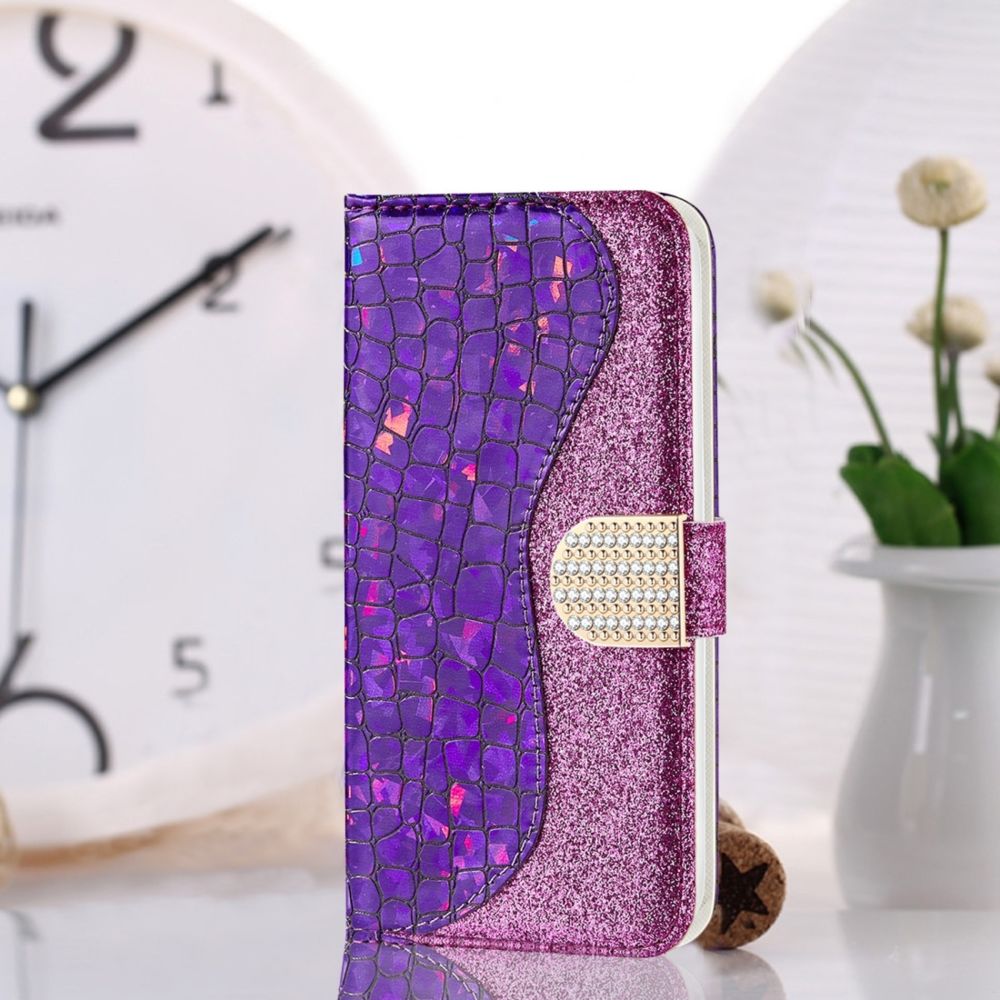 Wewoo - Coque Fashion Étui en cuir à rabat assorti à la texture crocodile avec fentes pour cartes et support Galaxy S8 violet - Coque, étui smartphone