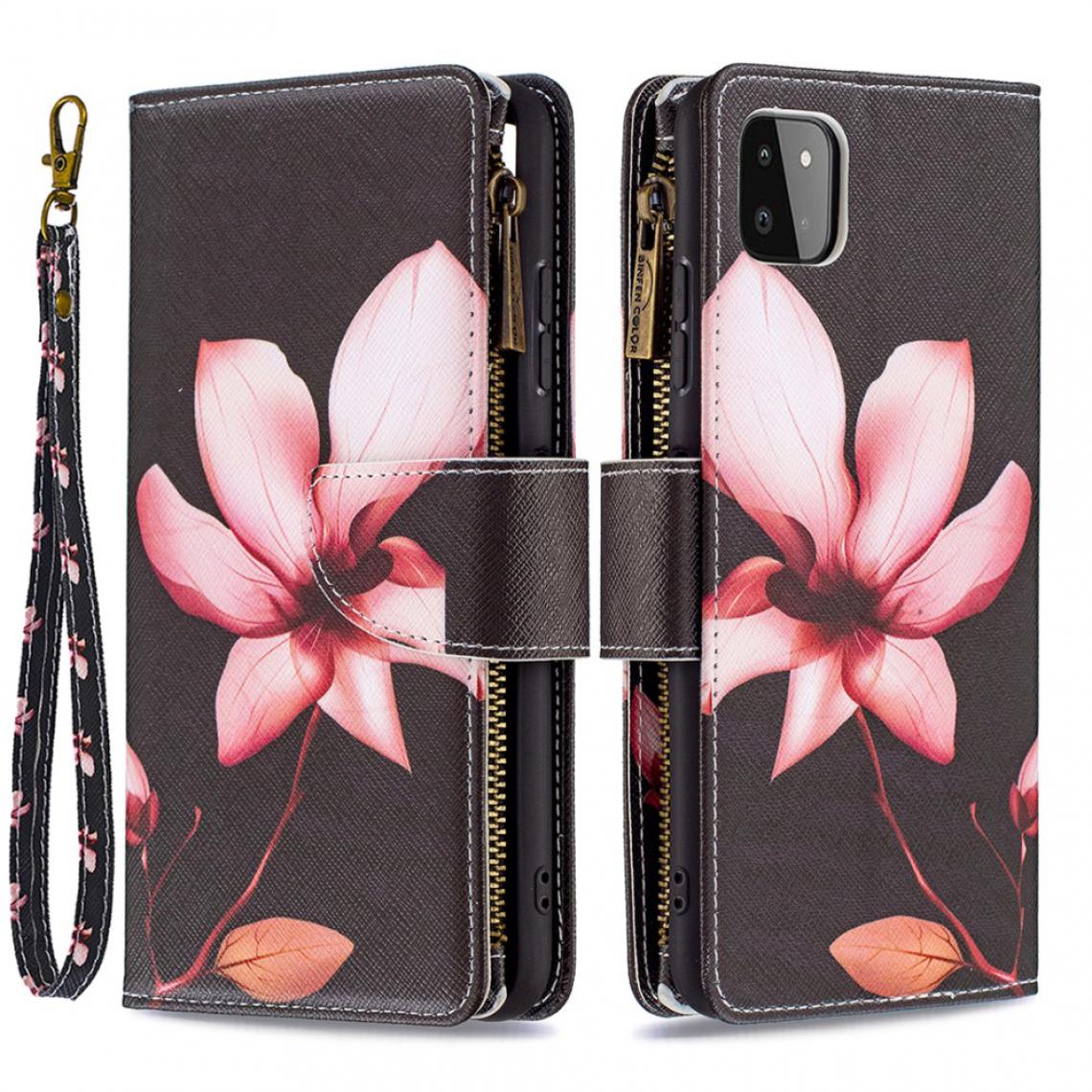 Other - Etui en PU Fermeture à glissière d'impression de motifs colorés lotus pour votre Samsung Galaxy A22 5G (EU Version) - Coque, étui smartphone