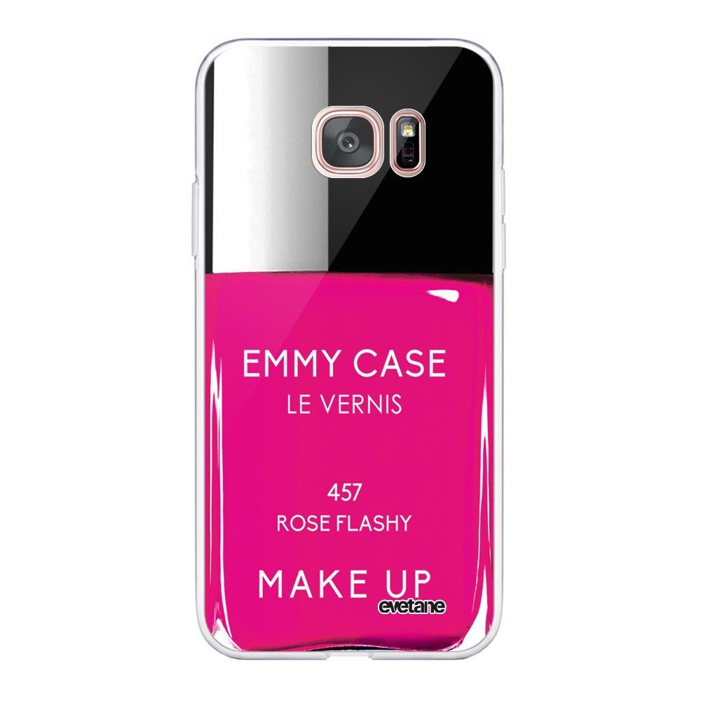Evetane - Coque Samsung Galaxy S7 Edge souple transparente Vernis Rose Motif Ecriture Tendance Evetane. - Coque, étui smartphone