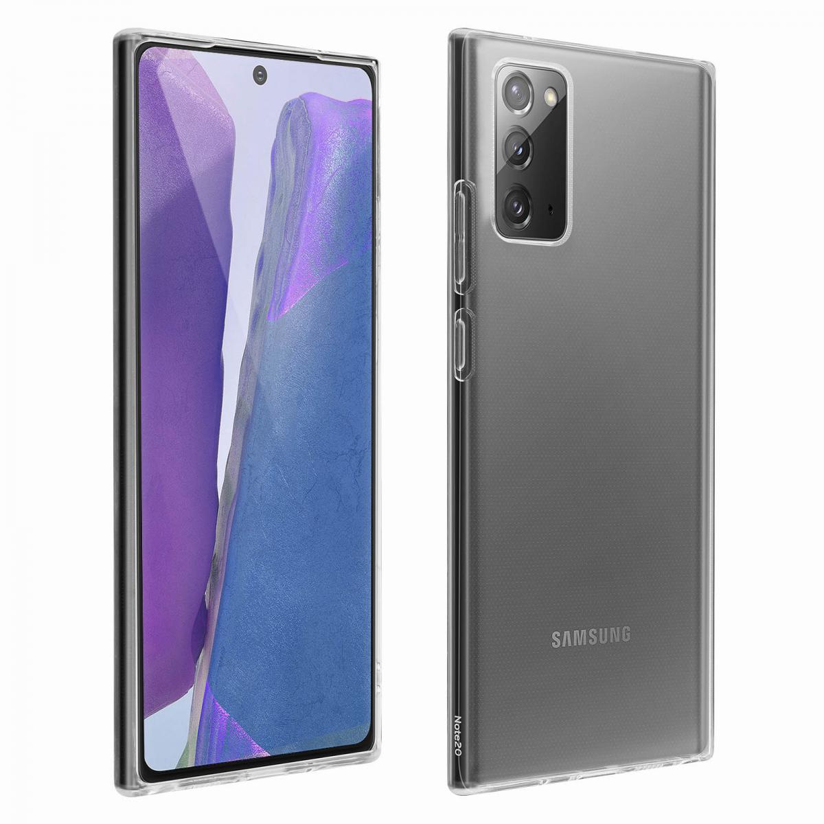 Avizar - Coque Samsung Galaxy Note 20 Souple et Film Verre Trempé Dureté 9H Contour noir - Coque, étui smartphone