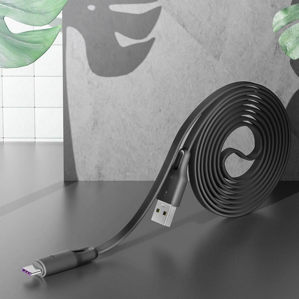 Wewoo - Câble USB S1 5A Charge USB-C / Type-C + Câble de données de forme plate TPE pour synchronisation de donnéeslongueur de câble 1 m Noir - Chargeur secteur téléphone