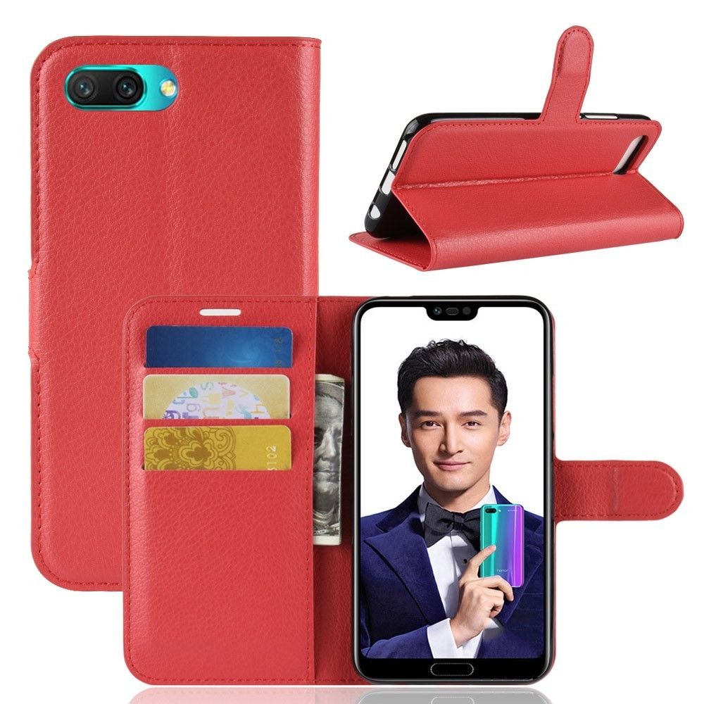 marque generique - Etui en PU litchi rouge pour votre Huawei Honor 10 - Autres accessoires smartphone