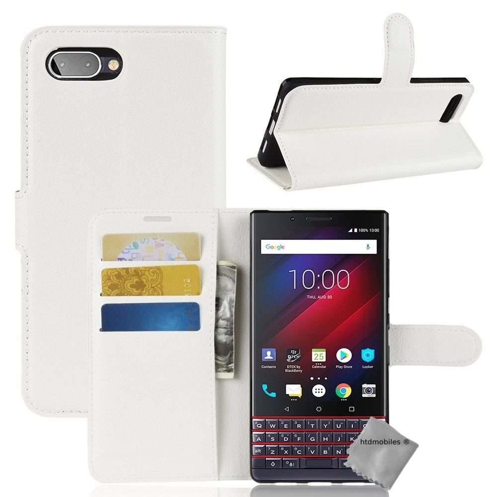 Htdmobiles - Housse etui coque pochette portefeuille pour Blackberry Key2 LE + film ecran - BLANC - Autres accessoires smartphone