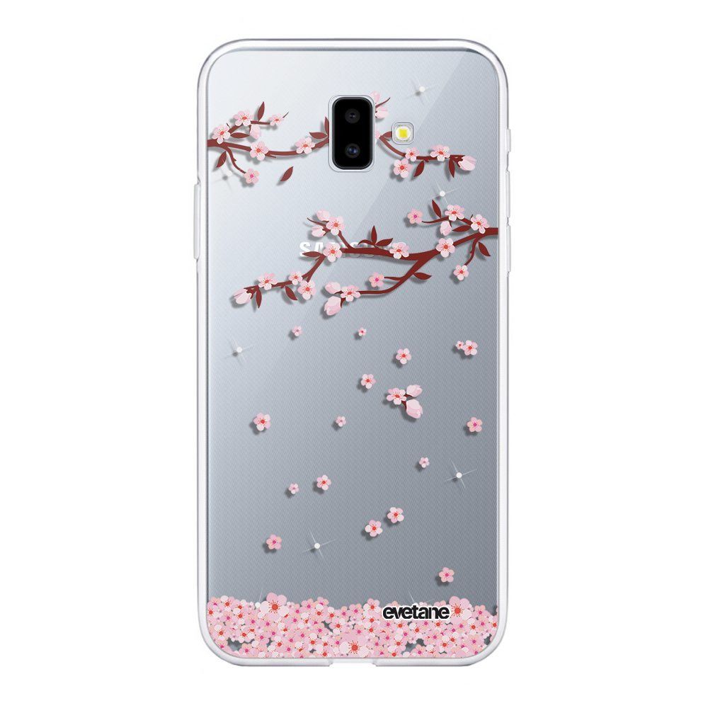 Evetane - Coque Samsung Galaxy J6 Plus 2018 souple transparente Chute De Fleurs Motif Ecriture Tendance Evetane. - Coque, étui smartphone