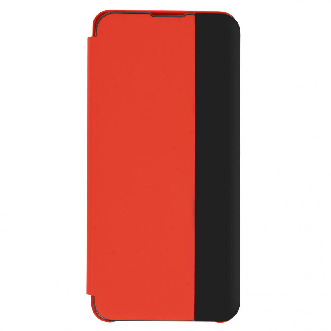 Avizar - Housse Samsung Galaxy A12 Fenêtre Affichage Heure Fonction Support Rouge - Coque, étui smartphone
