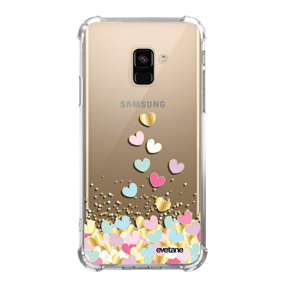 Evetane - Coque Samsung Galaxy A8 2018 anti-choc souple avec angles renforcés Coeurs Pastels Evetane - Coque, étui smartphone