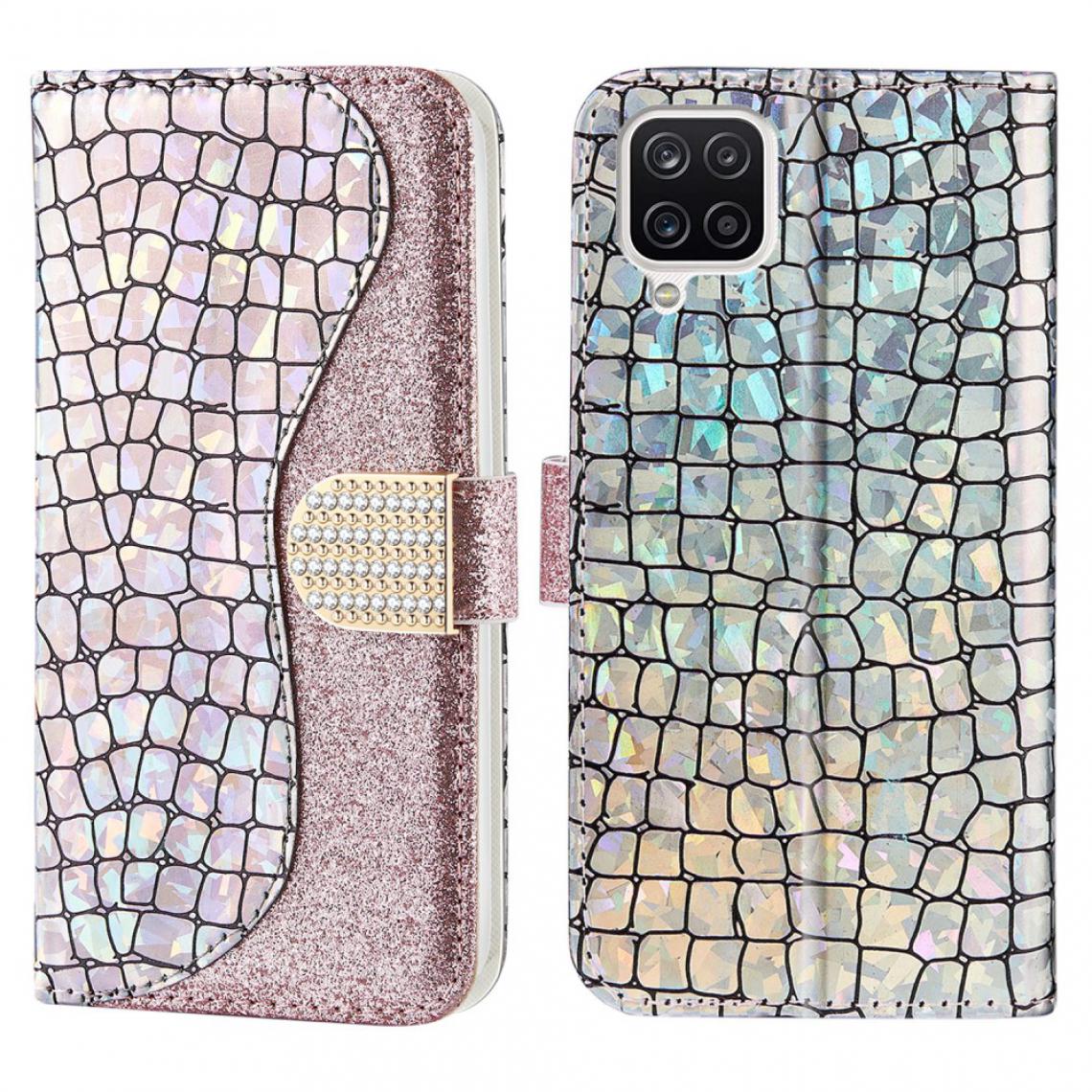 Other - Etui en PU Peau de crocodile épissage de poudre scintillante or rose pour votre Samsung Galaxy A22 4G (EU Version) - Coque, étui smartphone