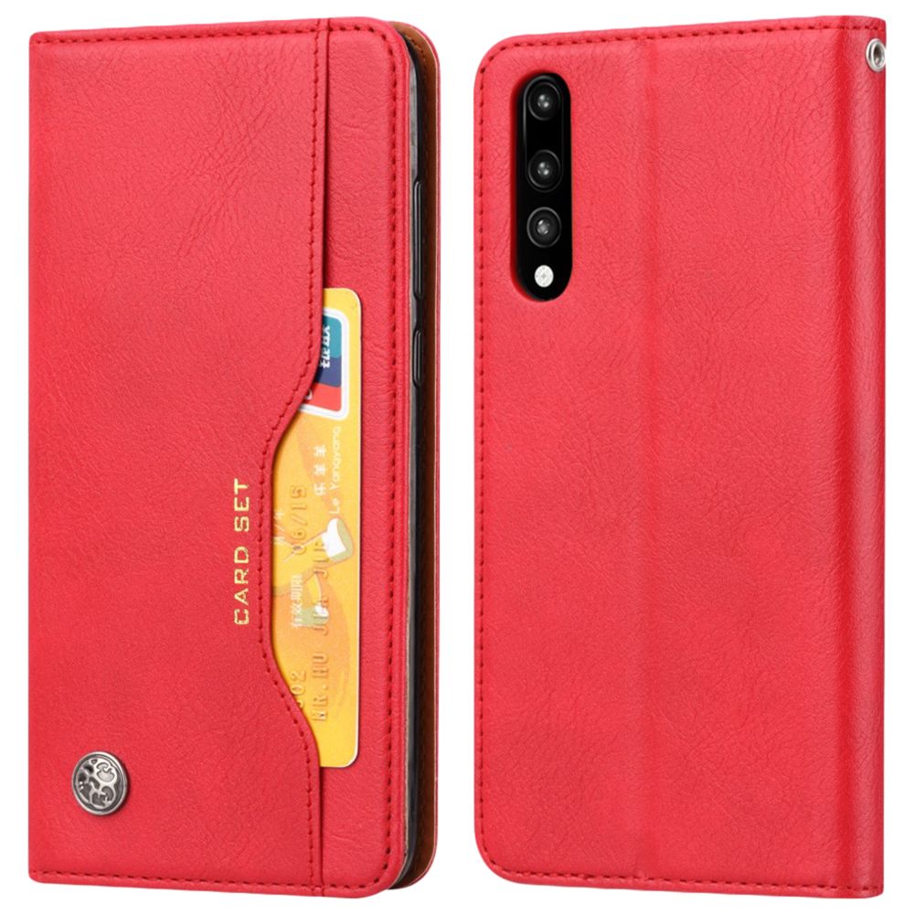 Avizar - Etui Folio Huawei P20 Pro Housse Clapet Cuir Porte-cartes Fonction Stand - Rouge - Coque, étui smartphone