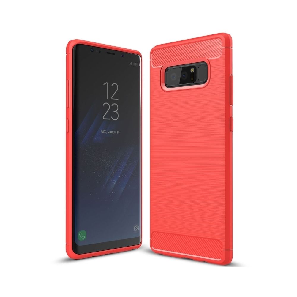 Wewoo - Coque rouge pour Samsung Galaxy Note 8 Fibre de carbone TPU Texture brossé Antichoc Housse de protection arrière - Coque, étui smartphone