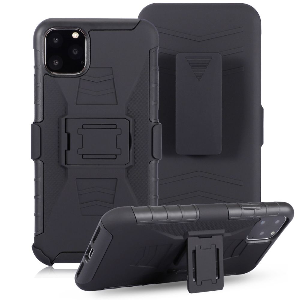 Wewoo - Coque Rigide Pour iPhone 11 PC + étui de protection en silicone clip Clip arrière Noir - Coque, étui smartphone