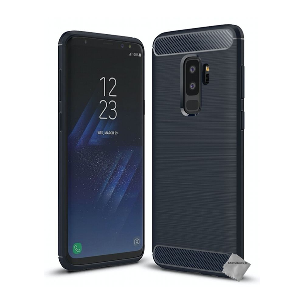 Htdmobiles - Housse etui coque silicone gel carbone pour Samsung Galaxy S9+ Plus + film ecran - BLEU FONCE - Autres accessoires smartphone