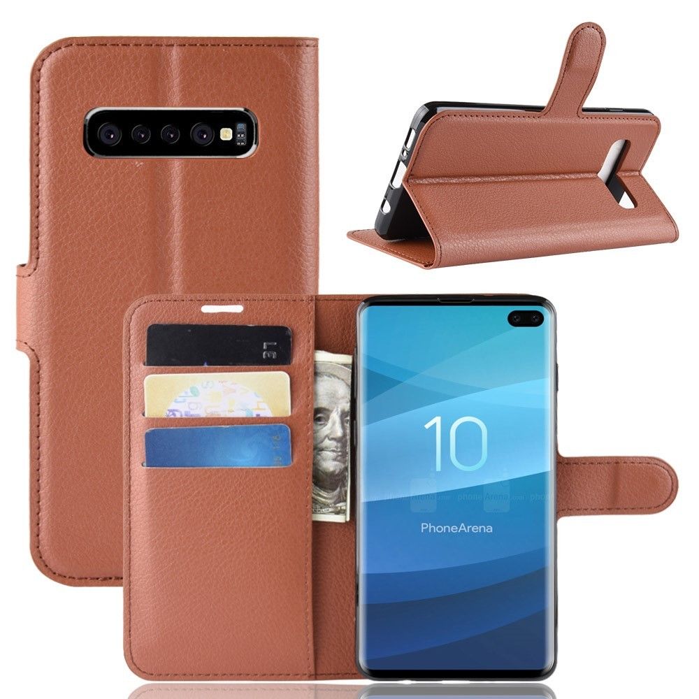 marque generique - Etui en PU avec support marron pour votre Samsung Galaxy S10 Plus - Autres accessoires smartphone