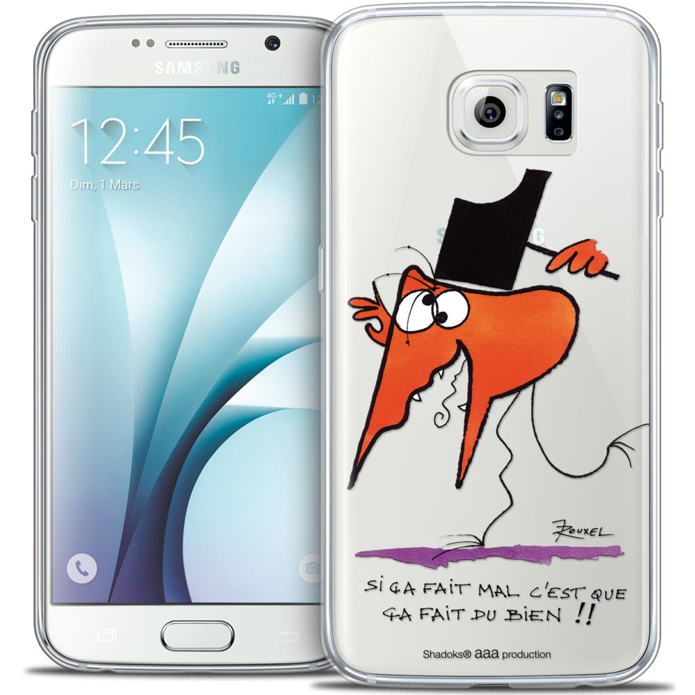 Caseink - Coque Housse Etui Samsung Galaxy S6 [Crystal HD Collection Les Shadoks ? Design Ca fait du bien ! - Rigide - Ultra Fin - Imprimé en France] - Coque, étui smartphone