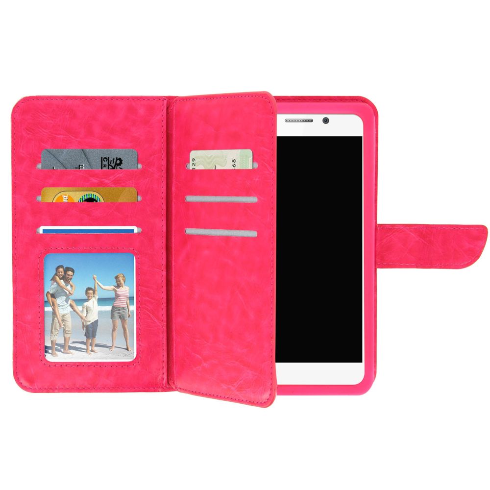 Avizar - Etui Universel Smartphone 5.5' à 6.0' Housse Portefeuille 6 Porte-carte fuchsia - Coque, étui smartphone