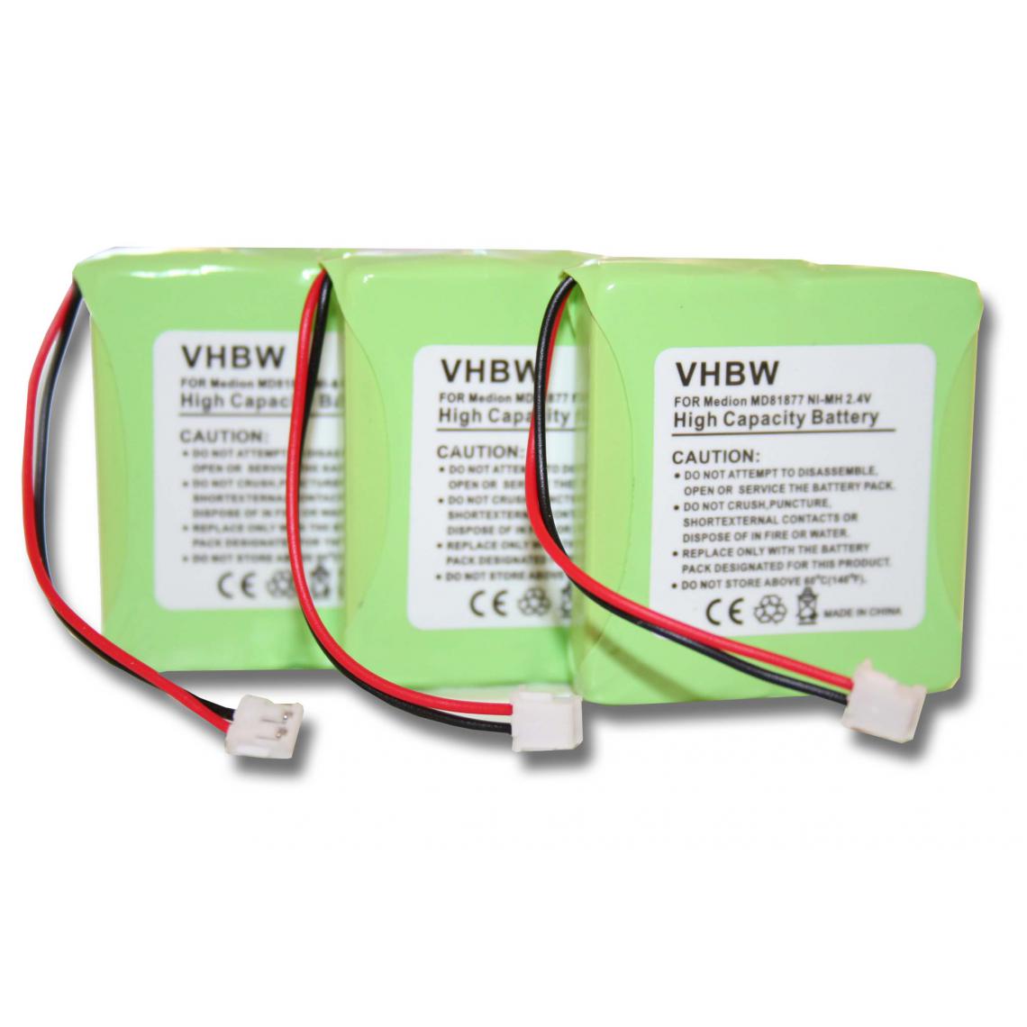 Vhbw - vhbw 3x NiMH Batterie 600mAh (2.4V) combiné téléphonique, téléphone fixe vtech VT1100, VT2020. Remplace: 5M702BMX, GP0827. - Batterie téléphone