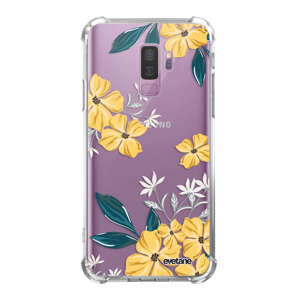 Evetane - Coque Samsung Galaxy S9 Plus anti-choc souple avec angles renforcés transparente Fleurs jaunes Evetane - Coque, étui smartphone