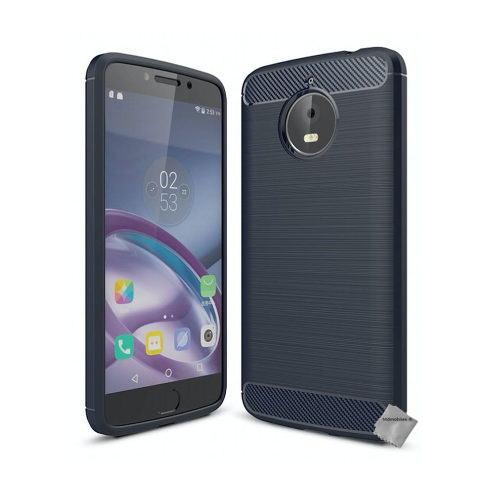 Htdmobiles - Housse etui coque silicone gel carbone pour Motorola Moto E4 Plus + film ecran - BLEU FONCE - Autres accessoires smartphone