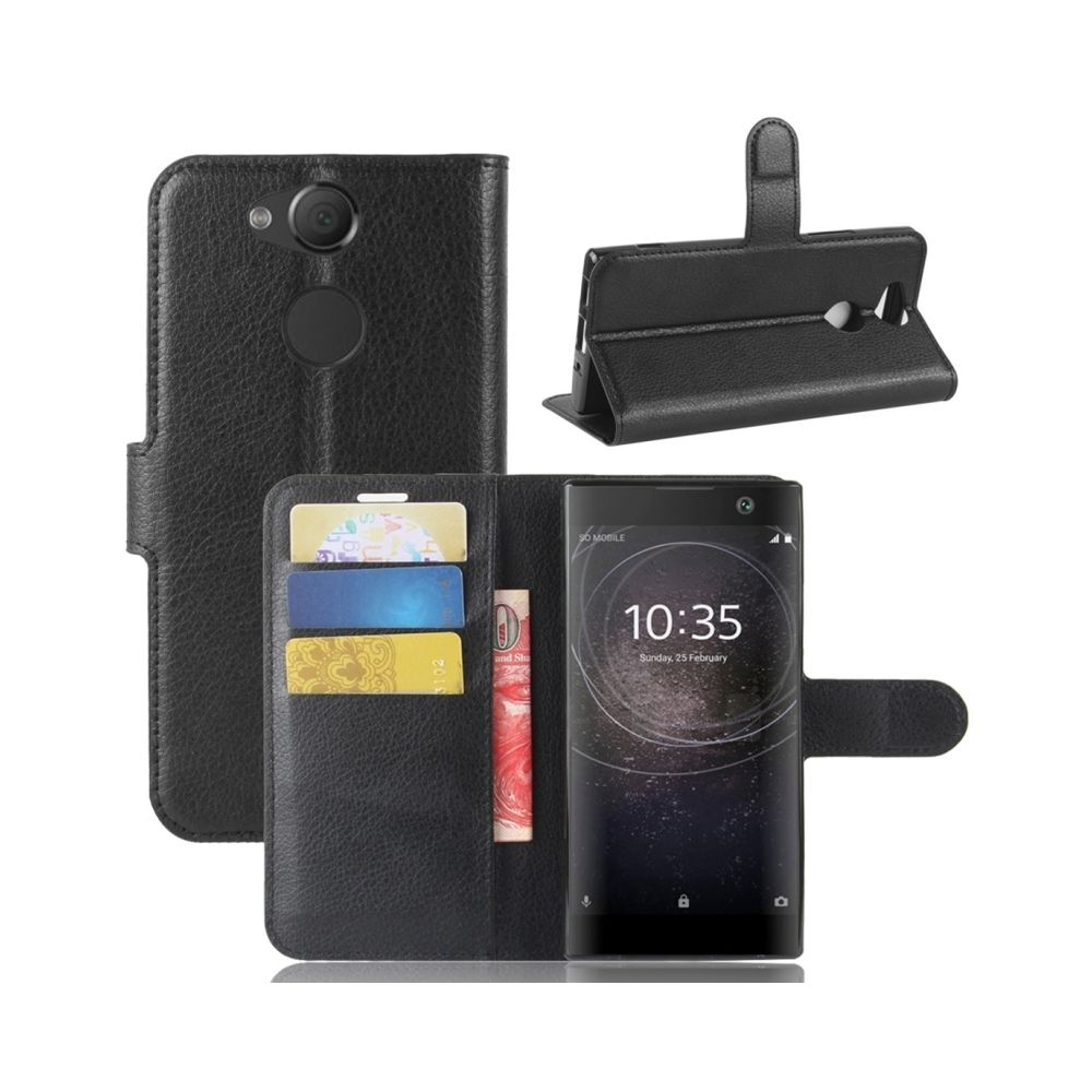 Wewoo - Housse Étui noir pour Sony Xperia XA2 Litchi Texture Horizontal en cuir Flip avec portefeuille et titulaire fentes cartes - Coque, étui smartphone